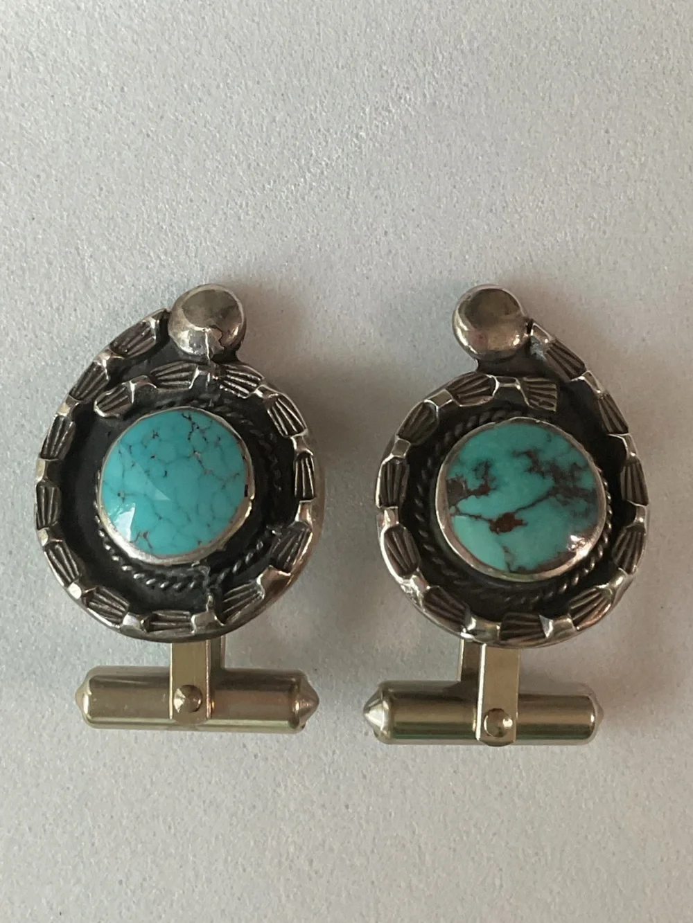 Vintage Sterling Turquoise Native American CuffLinks